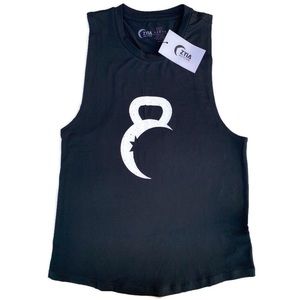 ZYIA Active Kettle Moon Athletic Tank Black White Large Running NWT